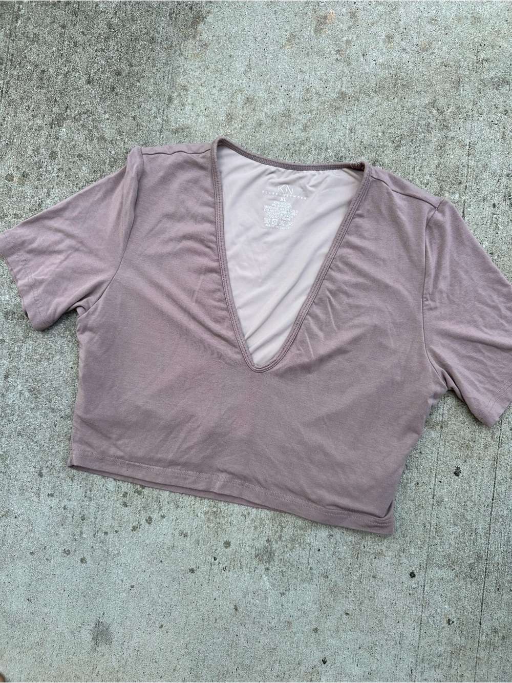 Klassy Network Dusty Mauve Deep V Crop Top